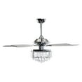 thumbnail image 4 of 52 inch Flush Mount Ceiling Fan with Remote Modern Crystal Chandelier Ceiling Fan with Reversible 5 Blades, 3 Bulbs Not Included, Chrome, 4 of 8