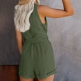 thumbnail image 4 of Baqcunre Women's V-Neck Bow Pocket Casual Wide-Leg Shorts Romper,Color Green,Size S-XXL, 4 of 6