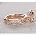 thumbnail image 3 of 2.00 Carat Morganite Trio Wedding Bridal Ring Set With Moissanite Diamonds One Engagement Ring & 2 Wedding Bands With 18K Rose Gold Plating, 3 of 4