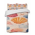 thumbnail image 2 of Orange Blue Pink Coastal King Size Down Alternative Comforter, Lightweight Comforter Quilt Bedding Set with Pillow Shams Summer Nautical Shell Beach All Seasons Bed Comforter Duvet Insert 96"x106", 2 of 7