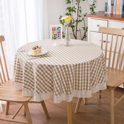 

UMMH Tablecloth Thick Plaid Cotton Linen Kitchen Dinner Table Cloth Lace Pastoral Style Simple Coffee Table Nordic Decor Cloth