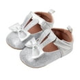 thumbnail image 2 of Linfrsh Baby Boys Girls Sandals Summer Baby Wedding Dress Flat Shoes Crib Shoes First Walking Shoes(Silver,12-18 Months), 2 of 6