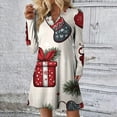 thumbnail image 2 of WTOBBY Women's Holiday Printed Dress Loose V-Neck Long Sleeve Casual Christmas Party Wear with Festive Theme Pattern for Seasonal Occasions,Sky Blue 2XL, 2 of 6