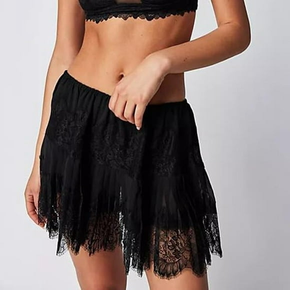 Jupe Mi-Longue Taille Haute de Ballet pour Femmes avec Ourlet Irrégulier et Volant en Dentelle Élégant pour Occasions Décontractées et Formelles