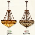 thumbnail image 5 of 5 Light Tiffany Pendant Light Fixture Adjustable Hight Stained Glass Tiffany Chandelier, 5 of 7