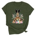 thumbnail image 4 of UPPADA Femmes Joyeuses Easter T-Shirt Bunny Rabbit T-Shirt Graphique Manches Courtes Lettres Amusantes Imprimées Chemises Manches Courtes Col Rond Tuniques Hauts Vert Armée,TTTG, 4 of 5