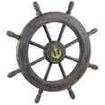 thumbnail image 2 of Nagina International Frosty Antique Junkyard Crafted Wooden Ship Wheel | Anchor Motiff | Pirate's Home Wall Decor (16 Inches), 2 of 6