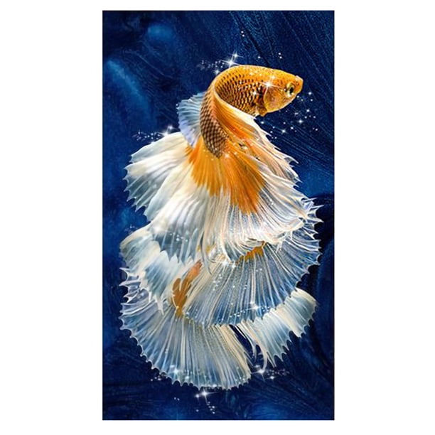 Cuadros Decorativos Kit de punto de cruz de lienzo estampado de arte de 11 quilates pez dorado silencioso (Y11CT10000-76) Wdftyju embutido en tela