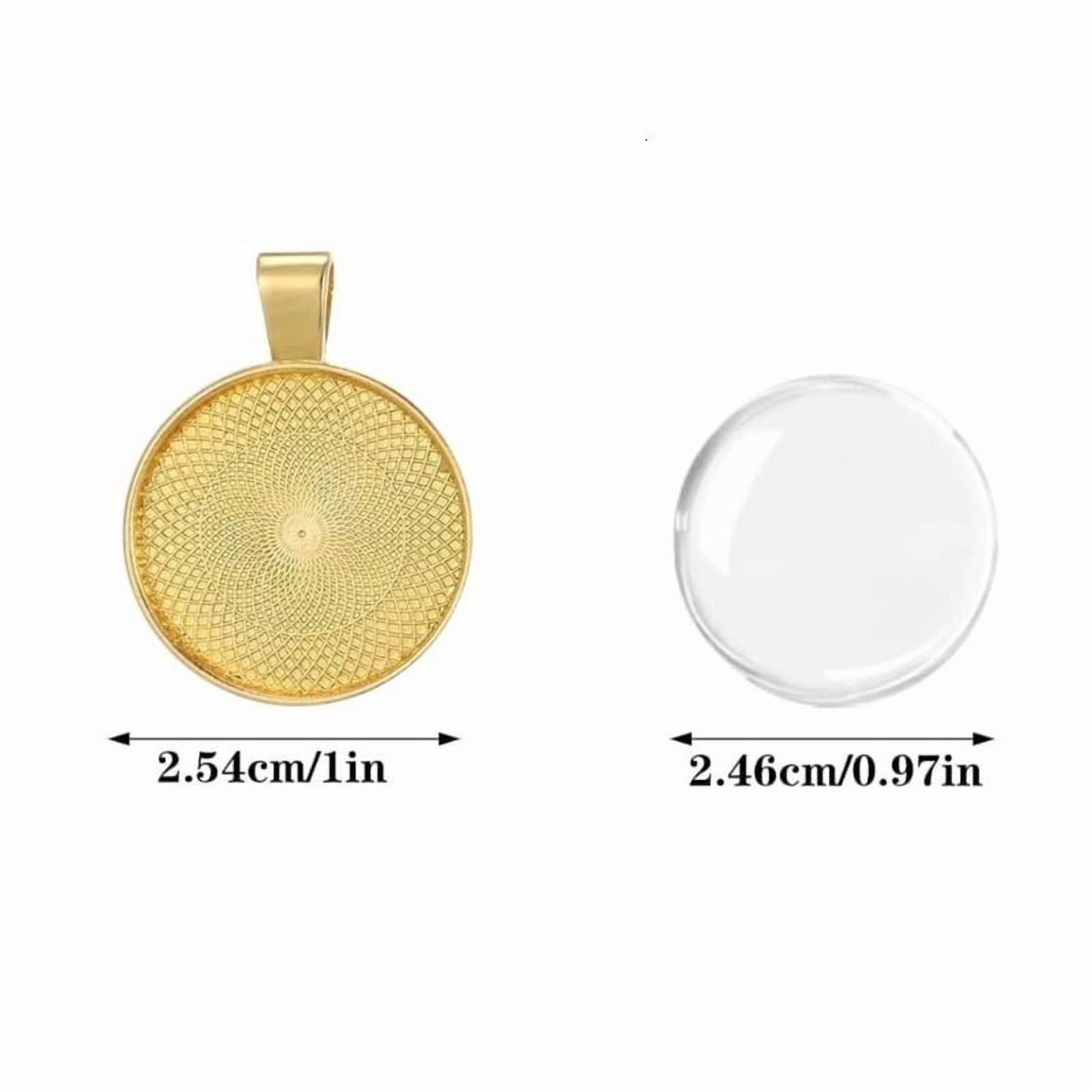 ANXPTIME 210Pcs Metal Round Pendant Glass Charm Hanging String Jewelry Making Set