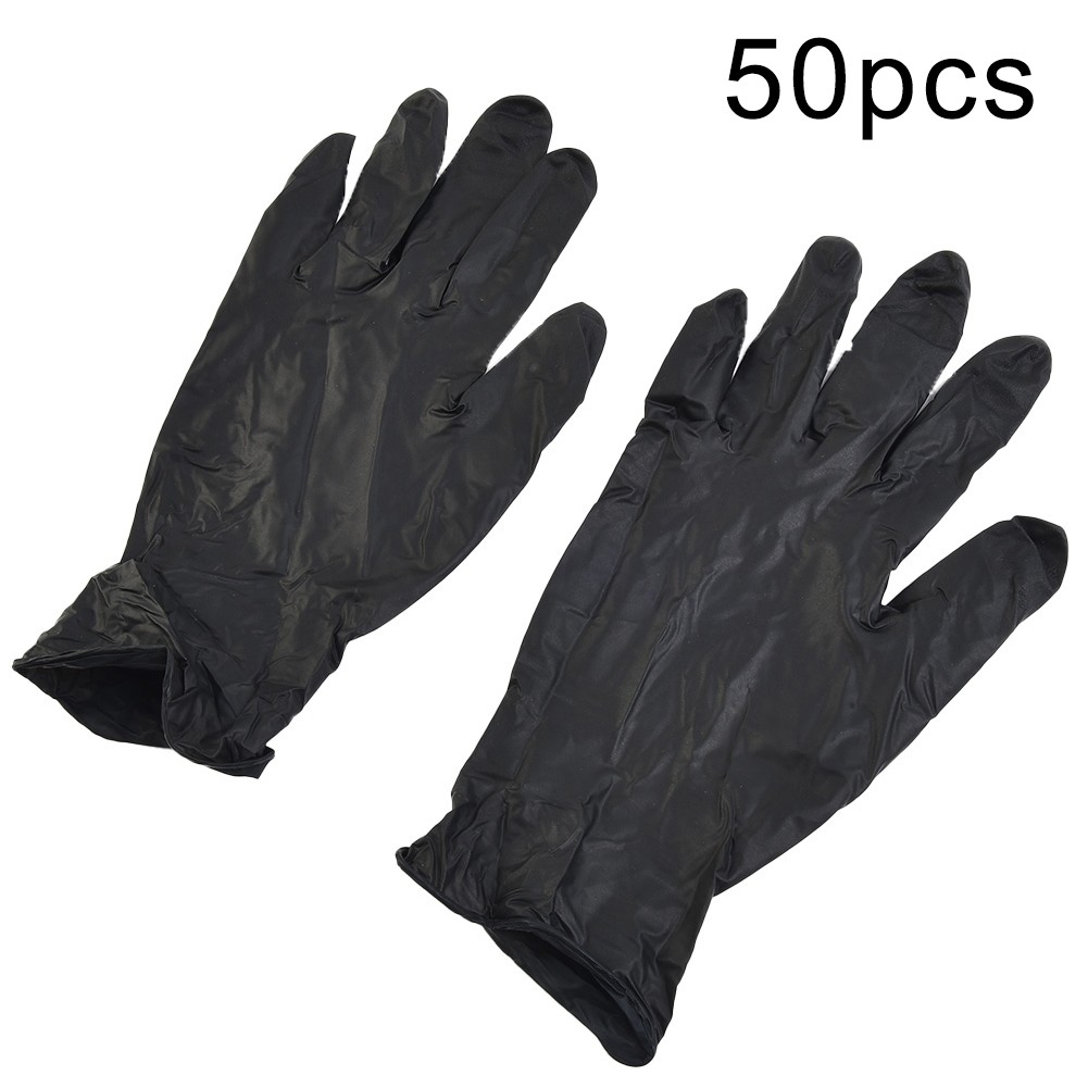 50 Pcs of Pure Nitrile Gloves (Latex Free) Protective Gloves Black 