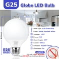 thumbnail image 3 of Bombilla LED tipo globo MaxVolador G25, 5 W, 500 lm, 5000 K, E26, paquete de 8, 3 of 9