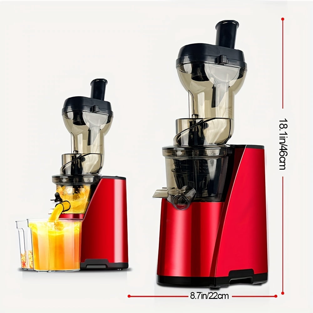 Cold Press Juicer Machines, Juicer Machine for Fruits and Vegetables,High Juice Yield, Multi-Functional for Home Commercial Use Wide Feed Chute with 150W Motor (Red)
