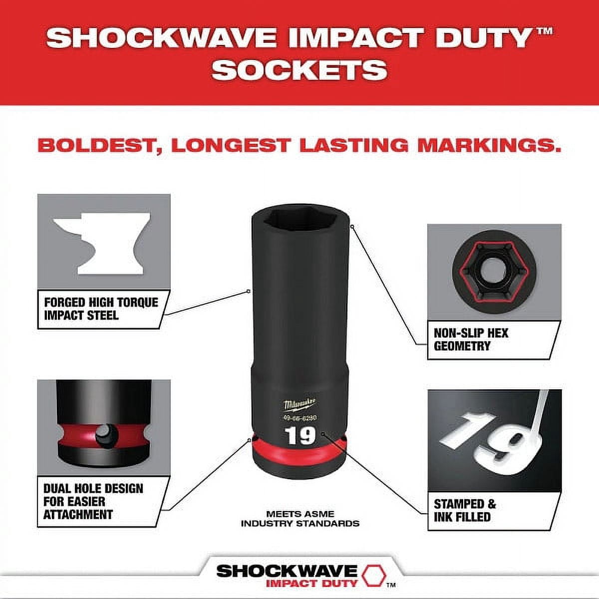 Milwaukee 49-66-7007 14-Piece SHOCKWAVE 6 Point Standard Metric 3/8 in. Drive Impact Socket Set