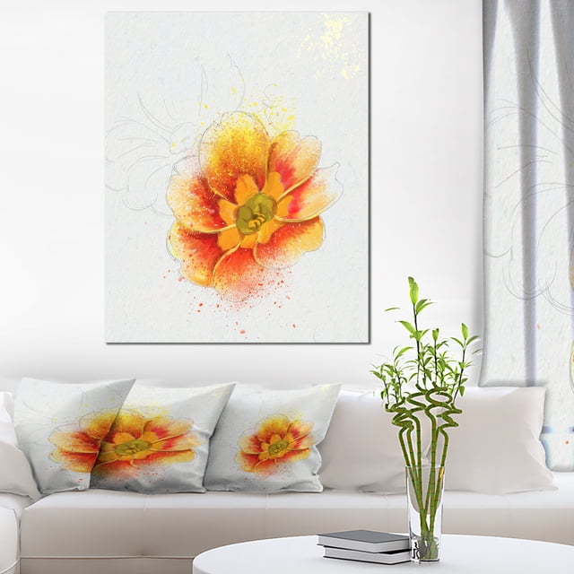 Beautiful Yellow Watercolor Flower - Floral Canvas Art Print