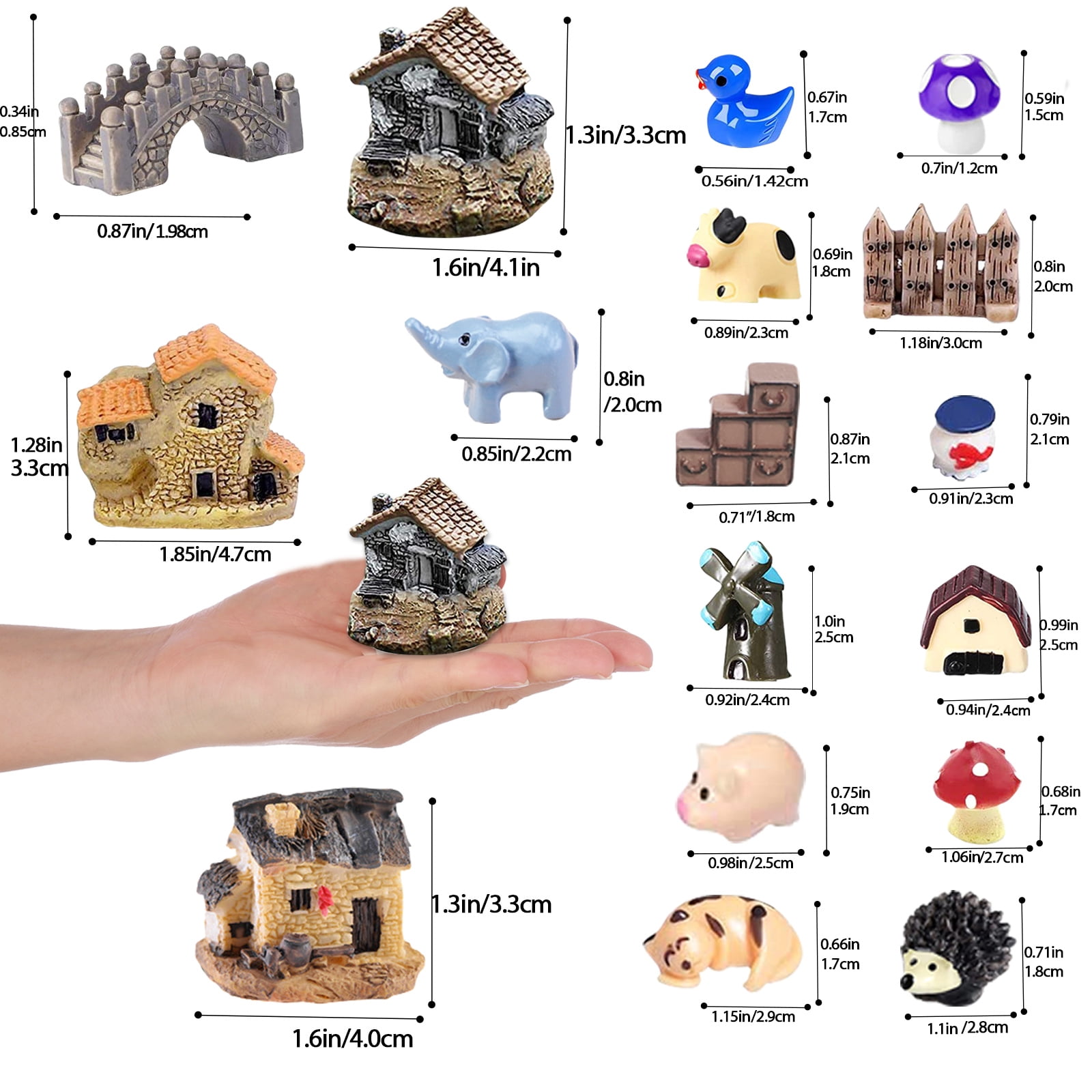 115 Miniature Fairy Garden Accessories, Fairy Garden Kit, Fairy Garden Animals, Miniature Figurines, Micro Landscape Ornaments Kit, Garden DIY Kit for Dollhouse Decoration Plant House Decor