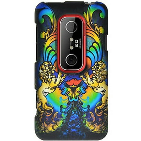 Htc Evo 3d Holster Rubberized Protector Hard Shell Snap On Case for HTC EVO V 4G, HTC EVO 3D, Sprint HTC EVO 3D - Rainbow Lion Sculpture ()