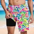 thumbnail image 2 of BaoFuBaoMei Mens Quick Dry Swim Shorts with Liner Big and Tall Printed Drawstring Shorts Beach Vacation Swim Trunks with Pockets, 2 of 6