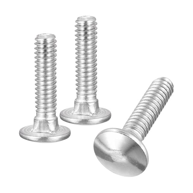 Boulon de Chariot 1/4-20x1", Lot de 10 Vis à Tête Ronde Col Carré, Acier Inoxydable 304, Entièrement Fileté