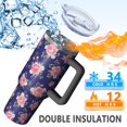 thumbnail image 5 of 40oz Pioneer Flower Floral Print Pattern Insulated Tumbler with Handle, BPA-Free Leak Proof Lid and Straws, Double Wall Vacuum, Hot 12h/Cold 34h, 5 of 6