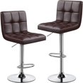 thumbnail image 3 of Yaheetech Set of 2 Faux Leather Swivel Bar Stools with Adjustable Height, Backrest & Footrest, Brown, 3 of 5