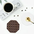 thumbnail image 5 of Kll Octagon Drink Coasters Set Of 4,Pu Leather Absorbent Coasters Set Decorative Coffee Cup Coasters Housewarming Gift For Home Decor-Brown Gold Grid, 5 of 9