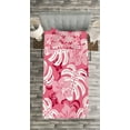 thumbnail image 3 of Ambesonne Luau Quilted Bedspread Set 2 Pcs, Monstera Leaves Blossoms, Twin Size, Pink White and Ruby, 3 of 3
