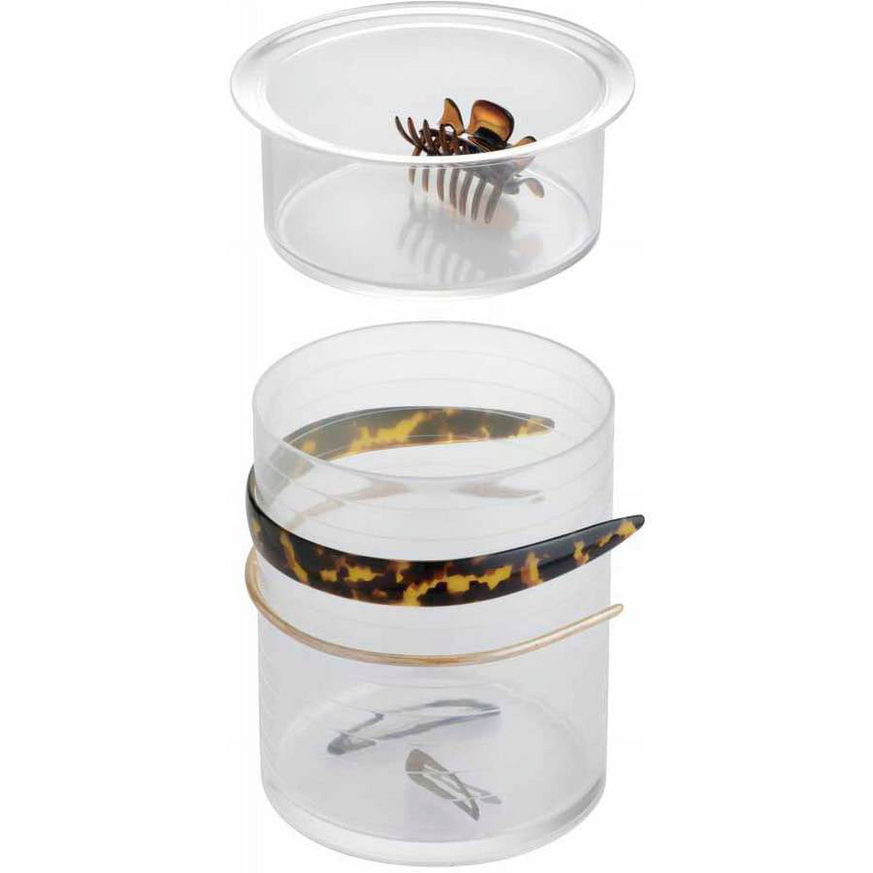 iDesign Hair Tool Organizer Canister for Headbands, Hair Ties and More, The Clarity Collection 6 x 6 x 7 , Clear Accessory Holder