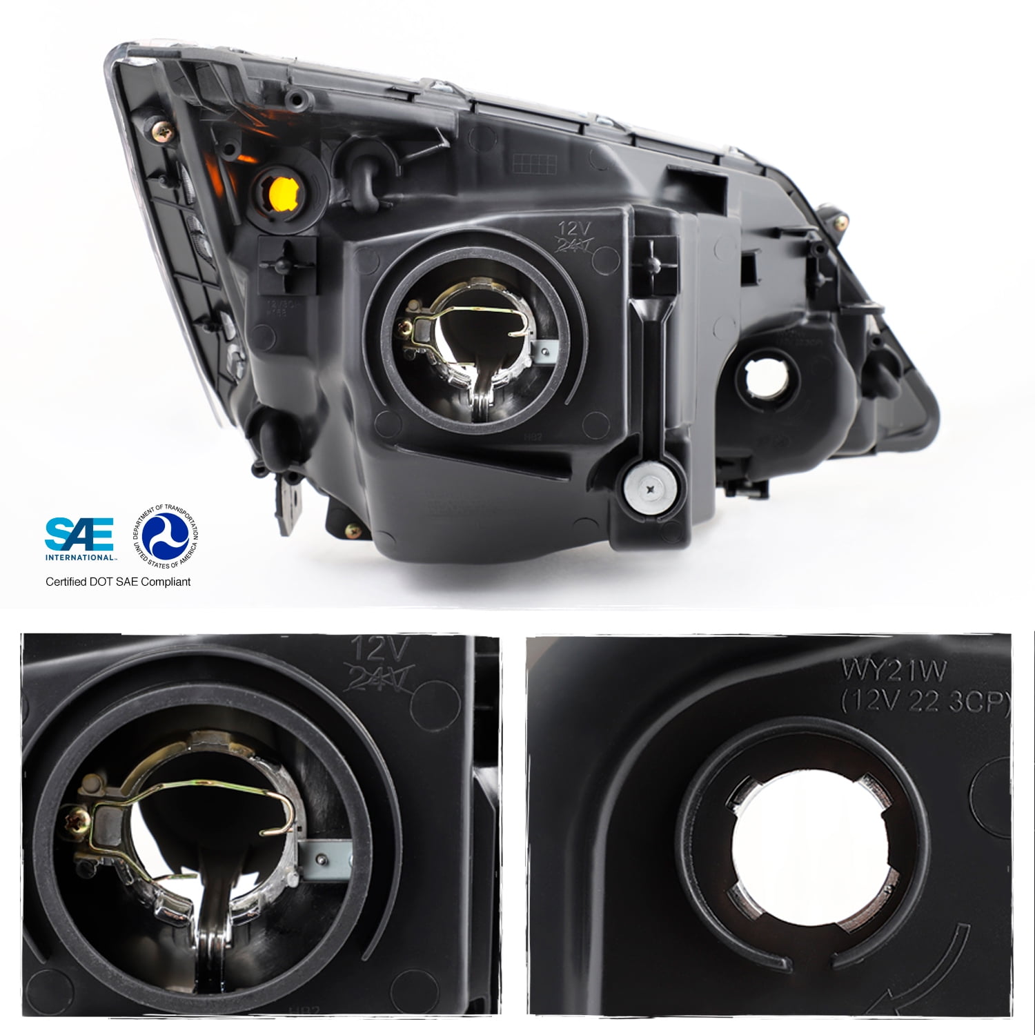 AKKON - For [Black] 2007 2008 2009 2010 2011 Honda CRV CR-V Driver and Passenger Side Headlights Pair