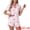 Pink, variant on DARING DIVA Women's Pajama Sets Short Sleeves Bow Button Up Tops and Shorts M White