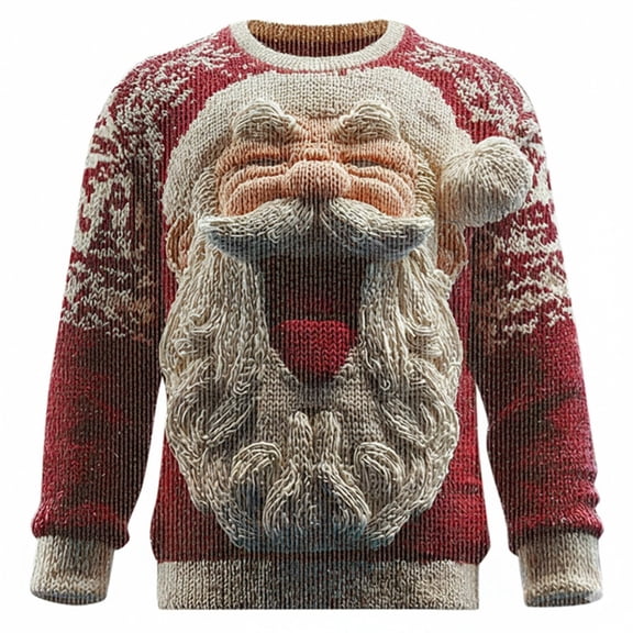 XIAOCHA Mens Christmas Santa Print Pullover Sweatshirt Relaxed Fit Holiday Sweatshirts