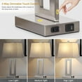 thumbnail image 3 of Touch Control Table Lamp Set of 2, Modern Silver Bedside Lamps with USB C+A Ports & AC Outlet, 3 Way Dimmable Bedroom Lamps for Night Stands Bedroom Living Room,Nightstand Lamp, 3 of 16