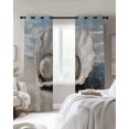 thumbnail image 4 of Oil Painting Coastal Blackout Curtains for Bedroom Living Room Darkening Curtains 90 Inch Shell Seaside Art Black Out Window Curtain Privacy Insulated Window Treatment Grommet Drapes 52"x90"x2, 4 of 9