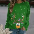 thumbnail image 2 of miqiqism Merry Christmas Shirt for Women Comfy Crewneck Funny Reindeer Graphic Sweatshirt Juniors Casual Holiday Long Sleeve Tops Slim Fit Tunic Blouses,G#01_Green,X-Large, 2 of 4