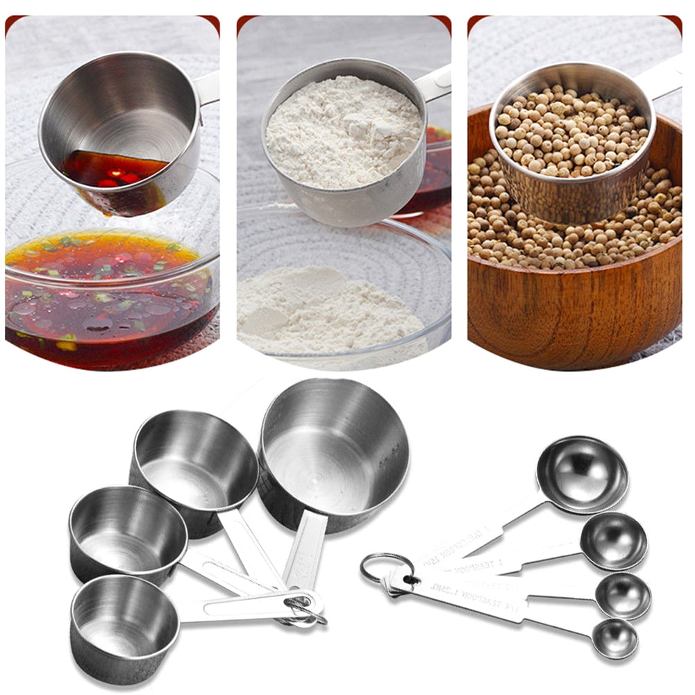 AG_ 4Pcs Stainless Steel Measuring Cup Spoon Seasoning Scoop Cooking Tools Novel 