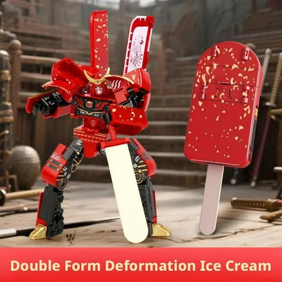 2-in-1 Ice Cream Deformation Robot for Image Jar Mecha Creative Warrior Mod, Perfect Gift