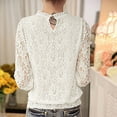 thumbnail image 4 of SHITINN Casual Tops for Women Lace Long High Neck Blouse T-Shirt Ladies Loose Sleeve Autumn Pullover Women's Blouse Short Sleeve Tunic Tops for Women Summer Outfits for Women, 4 of 7
