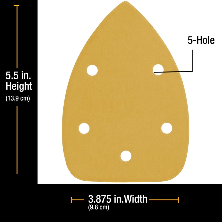 60-Pack Mouse Detail Sander Sandpaper – 180/240/320/400 Grit, 6-Hole Hook & Loop Triangle Pads – Fits 140mm Palm Sanders – Aluminum Oxide