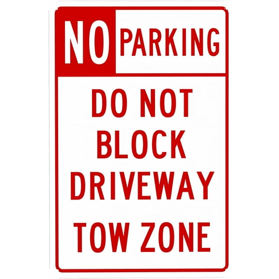 No Parking, Do Not Block Driveway Tow Zone Sign - 8"x12", Metal Security Decor for Home, Business, Yard, Outdoor/Indoor