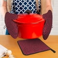 thumbnail image 6 of Kitchen Gloves Heat Insulation Pad Three Sets Of Heat Proof Waterproof Fabric Easy To Clean For Pot Cover Microwave Oven End Bowl Plate Leopard Print Pattern Red And Black_3, 6 of 8
