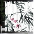 thumbnail image 3 of Rustic Shower Curtain, Wooden Window with Beaming Sun Scenic View of Sky and Cloudscape Print, Cloth Fabric Bathroom Decor Set with Hooks, Pale Brown Blue White, 3 of 4