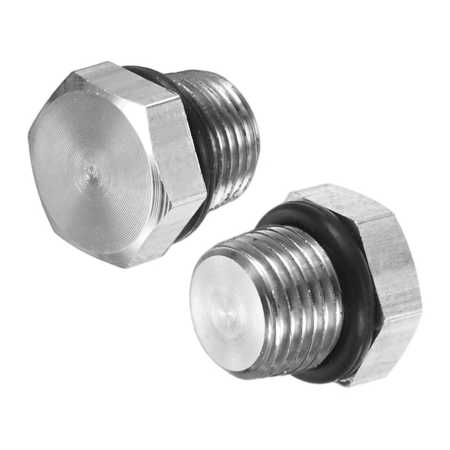 Juego de 2 tapones de tubo de rosca hexagonal exterior, 1/8 NPT macho, tapón de rosca sólida de acero inoxidable 304 con anillo de sellado