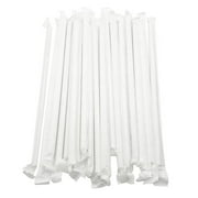 500 Drinking White Straws Paper Wrapped Slim Plastic 7-3/4 Stirrer