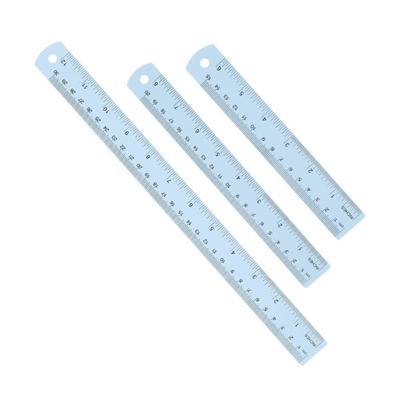 Uxcell 15cm/20cm/30cm Metal Ruler, 3 Pack Aluminum Alloy Rulers with Centimeters, Millimeters, Inches and Conversion Table Straight Edge Ruler for Writing Machinist Drafting, Blue