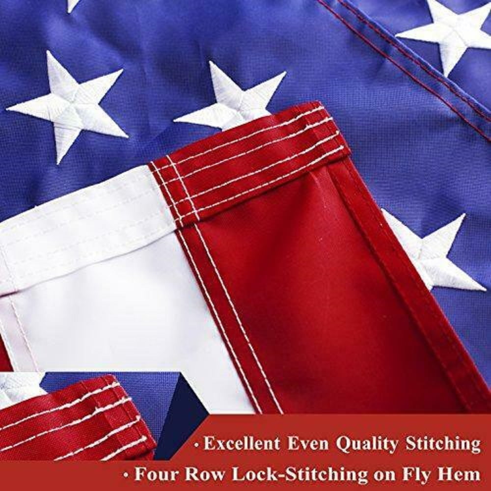 4'x6' ft, American Flag US USA | EMBROIDERED Stars, Sewn Stripes, Brass Grommets.