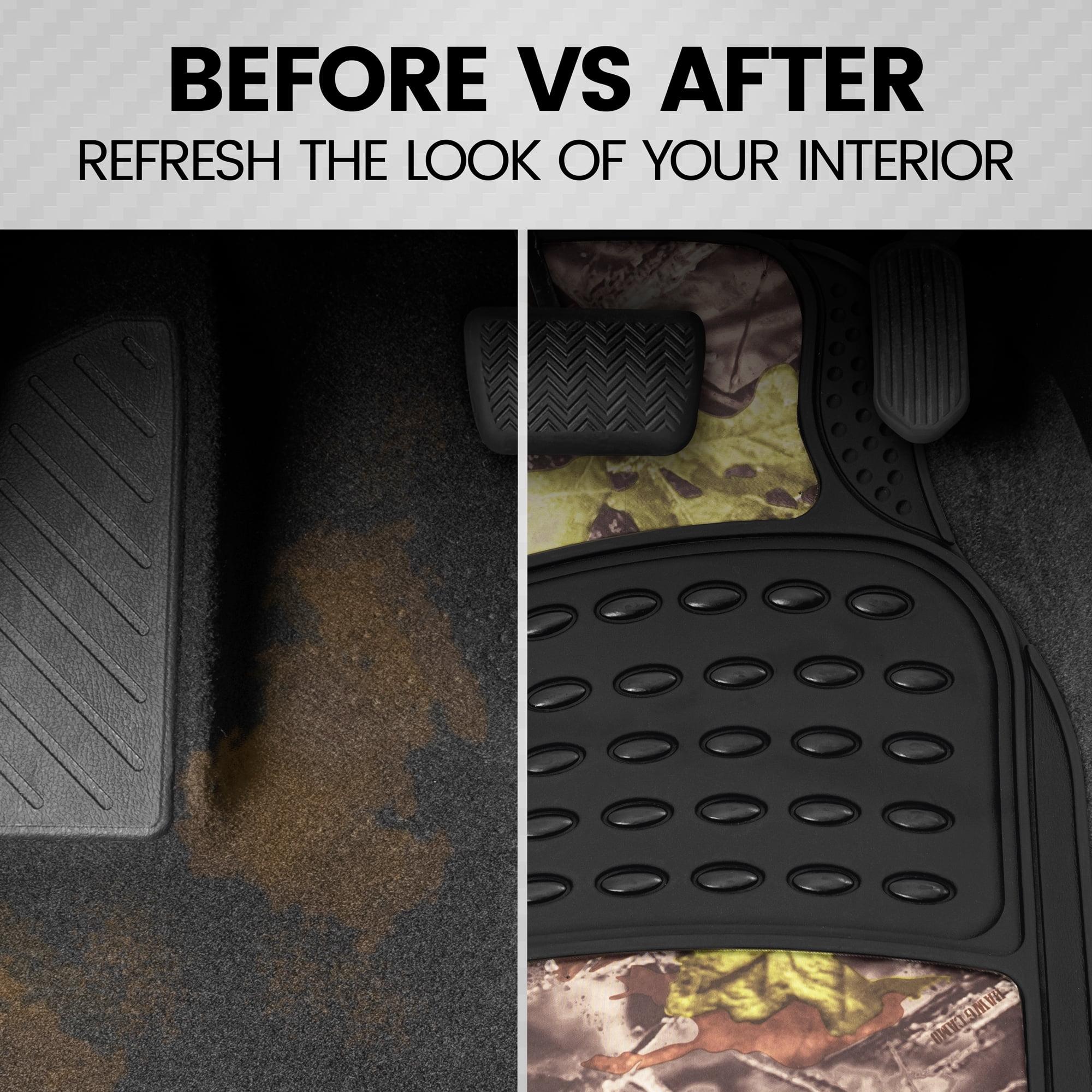 BDK Camouflage 4 Piece All Weather Waterproof Rubber Car Floor Mats - Fit Most Car Truck SUV, Trimmable, Heavy Duty - MT-684-CM