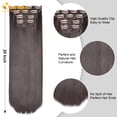 thumbnail image 4 of Creamily 4 PC Clip in Hair Extensions 20" Straight Long Extensions for Women Synthetic Hairpiece (Dark Brown), 4 of 6