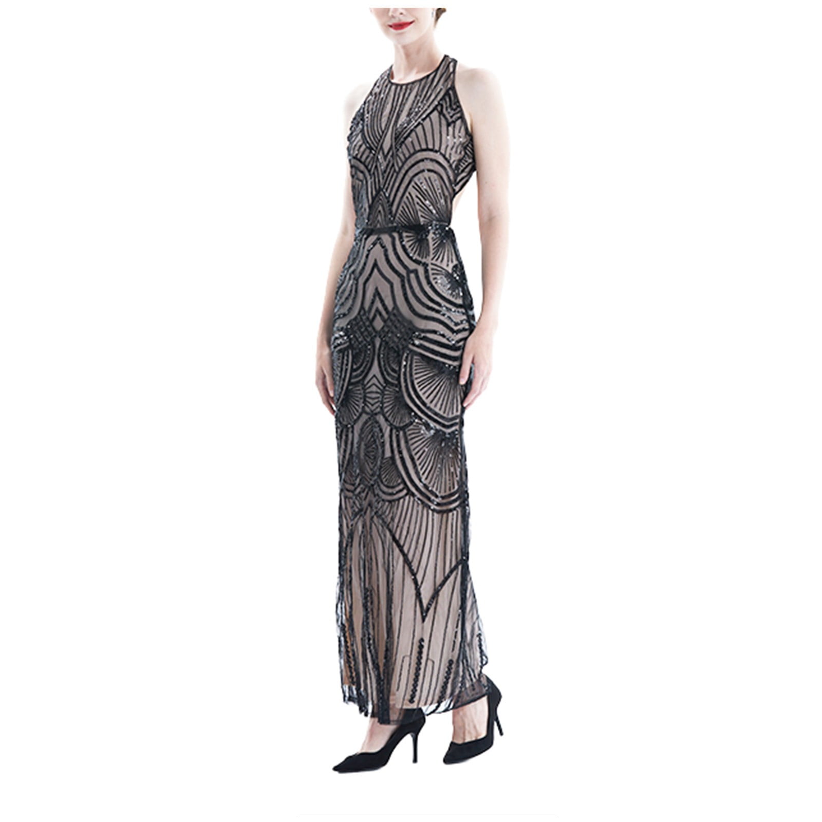 Long Black Great Gatsby Dress for Women  Deluxe 1920s Costume