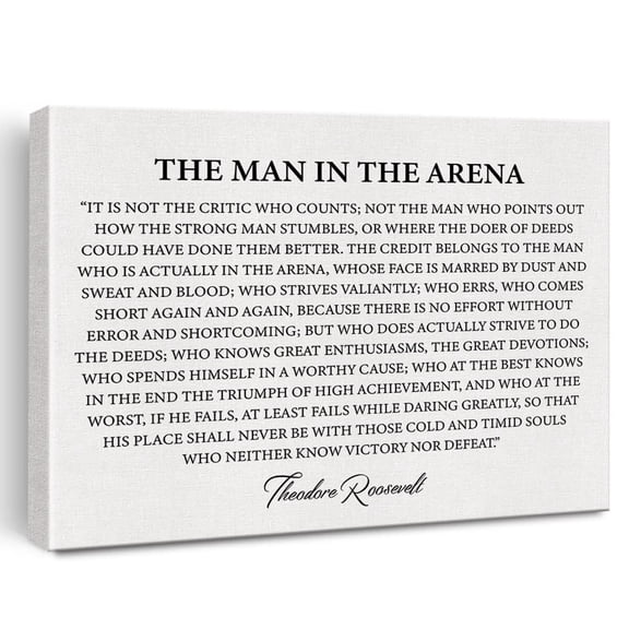 Inspirational Speech Quote the Man in the Arena Canvas Wall Art Office Home Decor Motivational Poster  Artwork