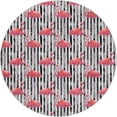 thumbnail image 2 of Addison Rugs Dream Shag Premium Machine Washable Transitional Stripes & Flamingos Pink Round Rug, 8' x 8', 2 of 8