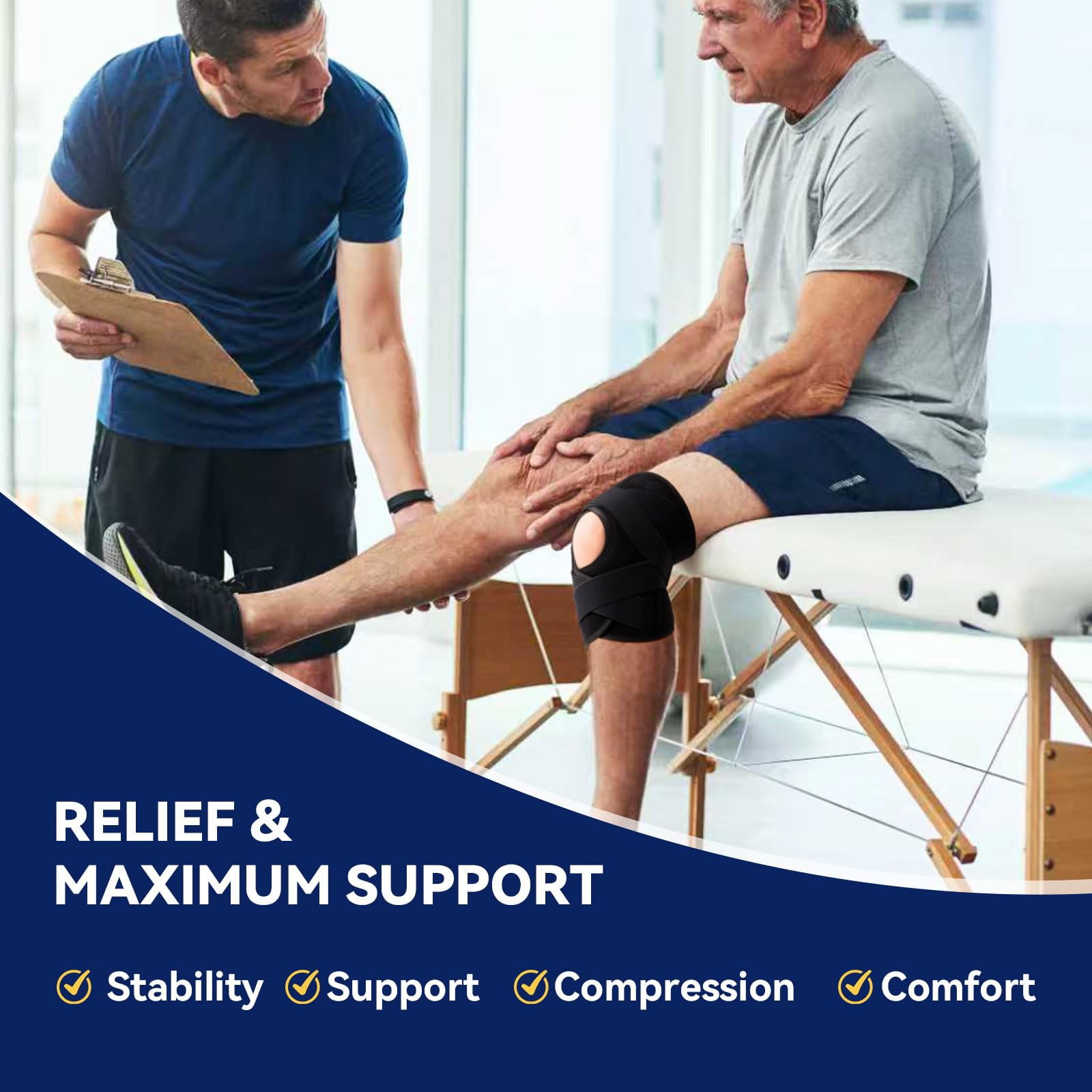 Knee Brace with Side Stabilizers for Meniscus Tear Knee Pain,ACL/MCL Injuries, Compression Knee Sleeve for Knee Pain Arthritis Recovery Joint Support, Joint Pain, Runner, Workout-XXL